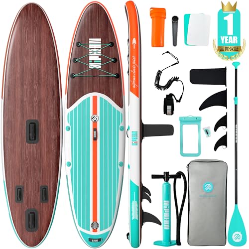 Niphean サップボード SUP ボード セット サップ 釣り 長320cm 幅84cm 耐荷重量204KG インフレータブル スタンドアップパドルボード デッキ アクセサリー付き 初心者sup 超軽量 安定性 滑り止めEVA (調節可能なパドル+フィン+ポンプ+防水電話バッグ+リーシュ+収納バッグ付き) 持ち運び便利（Amazon）