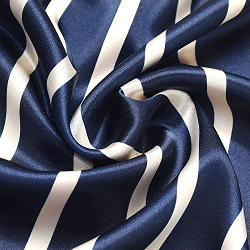 Lonxu Mens Silk Satin Bathrobe Robe Nightgown Blue L #TOP4