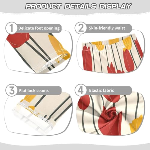 Toddler Girls Leggings Printed Yoga Pants Leggings Red and Yellow Tulips for Kids3