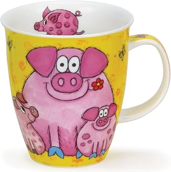 Dunoon - Nevis Shape 480ml - Barmy Farmy Pig - fine bone china mug