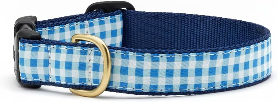 Up Country Bug-C-XL Blue Gingham Dog Collar XL Wide (1")