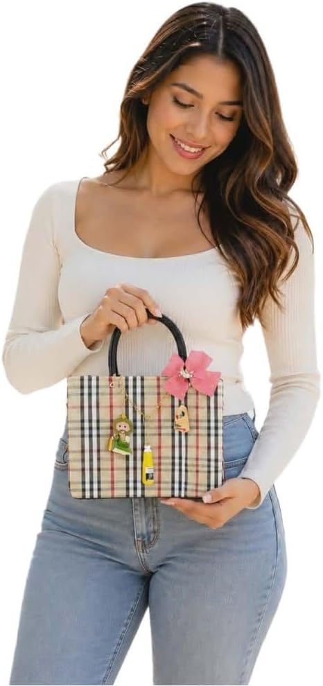 Handcrafted Beige #5 Striped Tote Bag, Medium