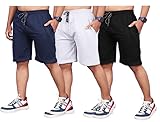 Men's Regular Shorts (woreon_Black, Navy And Grey_L)