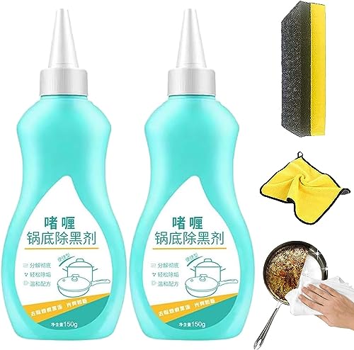 Detergente gel per fondo pentole, detergente per fondo della pentola, detergente per squame nere, potente pasta detergente per pentole in acciaio inossidabile, spray per rimuovere grasso ostinato e
