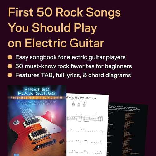 first 50 songs you should play on electric guitar  rock guitar tab songbook for beginners and intermediate players  learn classic rock riffs solos and chords from nirvana metallica queen and more