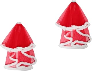 2pcs Red Christmas Double Layer Bridal Veil with Fluffy Edge Tulle Hair Accessory for Holiday Parties Weddings and Festive Photoshoots