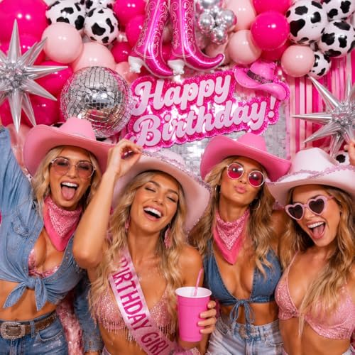 Image of Cowgirl Garland Arch Kit 170Pcs with BONUS Boot Balloons, Cowgirl Party Decorations for Disco Cow Girl Birthday Party Decorations Last Rodeo Bachelorette Decoration Western Birthday Decor
