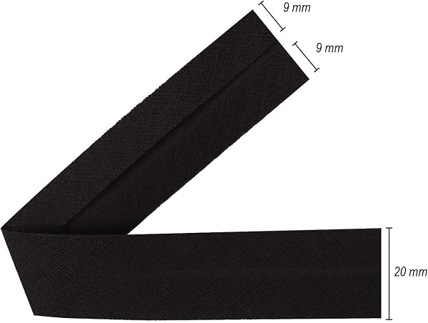 TEXTEX = Bies de 20mm de Ancho. 50% Algodón y 50% Poliéster. Pieza de 10m - (Negro) - 3