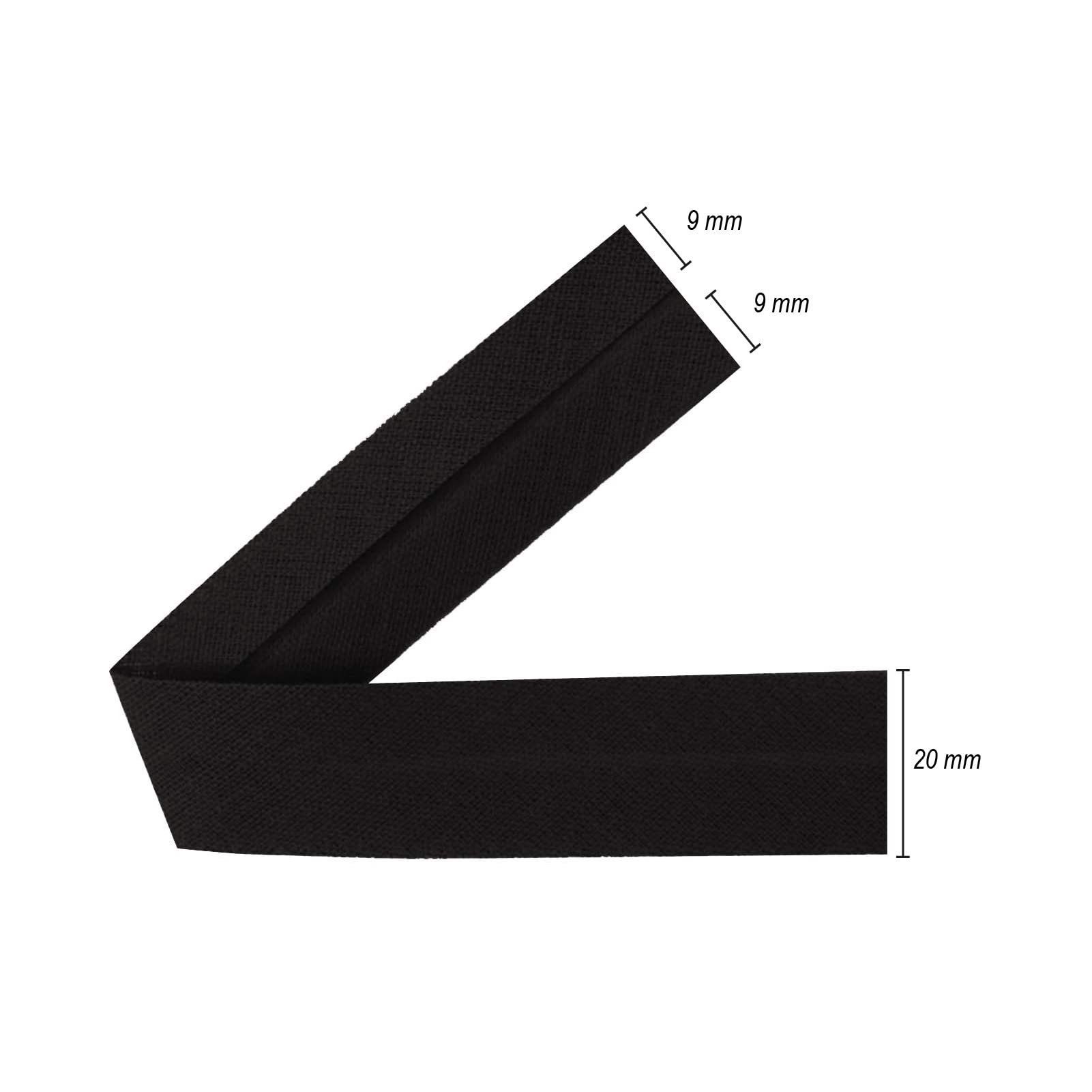 TEXTEX = Bies de 20mm de Ancho. 50% Algodón y 50% Poliéster. Pieza de 10m - (Negro) — view 3