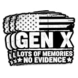 (3Pcs) Gen X Lots of Memories No Evidence Sticker 2" Sarcastic Humor Patriotic Waterproof Die-Cut Vinyl Laptop Water Bottle Sticker Funny Birthday Gift for Her Him 2 Inches