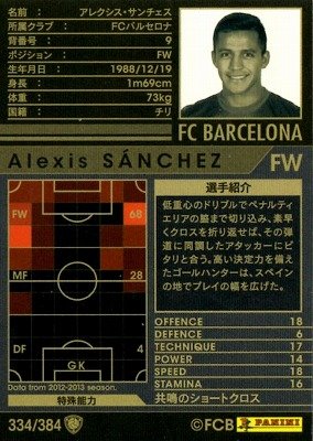 Amazon.co.jp: WCCF/12-13/334/FCバルセロナ/アレクシス・サンチェス