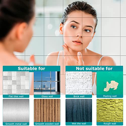 64Pcs 1 Mm Thick 6X6 Inch Flexible Safety Mirror Stickers Acrylic Mirror Tiles For Home Wall Decoration Removable Mirror Wall Sticker Square Mirror Silver Mirror Sheet Wall Decoration #TOP4