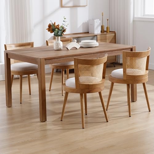 Modern Farmhouse Rattan Dining Chairs Set of 4