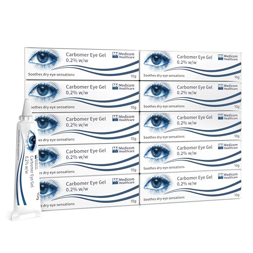 HydraSole Carbomer 0.2% Eye Gel for Dry Eyes Cooling & Soothing Lubricating Eye Gel Long-Lasting Relief for Dry Tired & Sore Eyes - 10 Tube Multipack - Brand May Vary