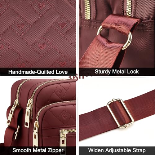 Image of Medium Nylon Crossbody Bags for Women Trendy Crossbody Purses Travel Large Cross Body Bag Quilted Purse
