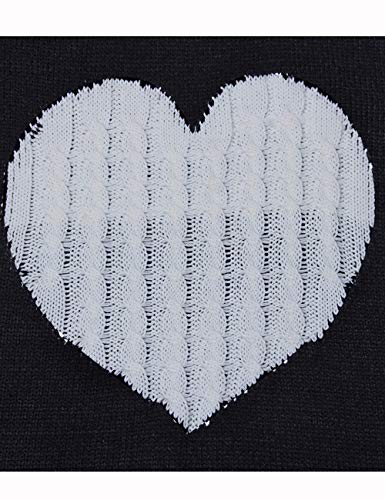 shermie Women's Pullover Sweaters Long Sleeve Crewneck Cute Heart Knitted Sweaters Black Medium