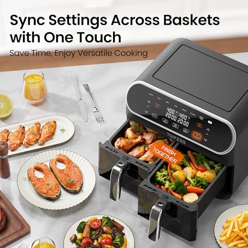 8-QT-Large-Air-Fryer-Dual-Basket-Airfryer-with-Easy-View-Windows-Preheat-Air-Fry-Roast-Broil-Bake-Dehydrate-2-Independent-4-QT-Nonstick-Dishwasher-Safe-Baskets-Black