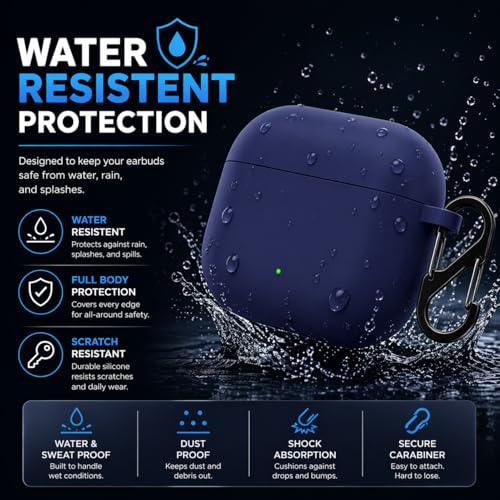 Image of Anvique Silicone Case Cover for Oneplus Nord Buds 4 Pro, Scratch Resistance, Shock Absorption, with Premium Carabiner (Blue)