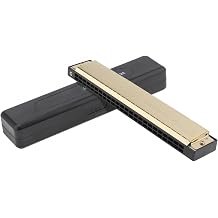 24 Holes KeyC Gold Tremolo Harmonica 8K Titanium Harp Mouth Organ Musical Instrument