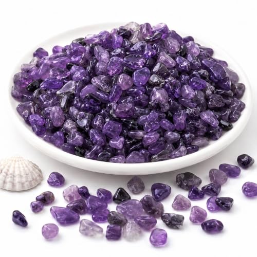 NUPICK 3LB Amethyst Crystal Chips Bulk, 0.2-0.5" Colorful Aquarium Gravel