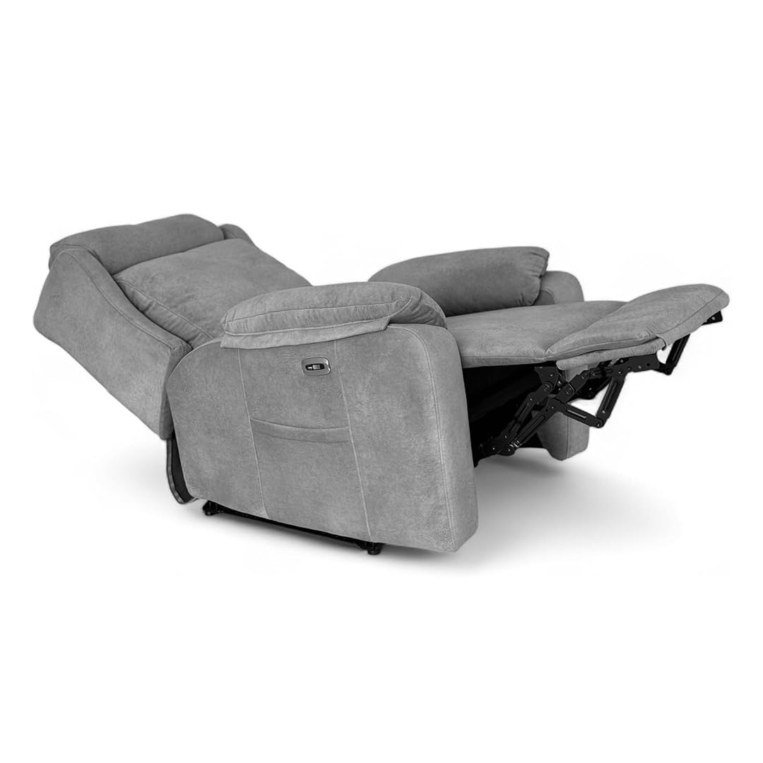 Genérico Sillon Relax Reclinable Electrico, Gravedad Cero | Desenfundable, Botonera Cromada con Puerto USB | Madera de Pino | Sillones Reclinables | Relax | Silla Sofa | Electrico Moderno | Gris