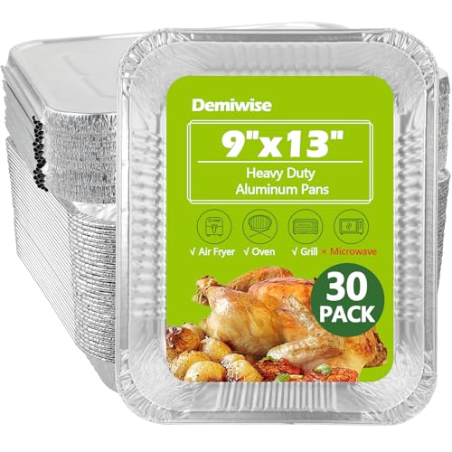 Image of Thickened 30 Pack Heavy Duty Aluminum Pans with Lids, 9x13 Aluminum Foil Pans Disposable, Half Size Steam Table Foil Baking Tray for Cooking, Baking, Roasting & Chafing, Carton Packaging