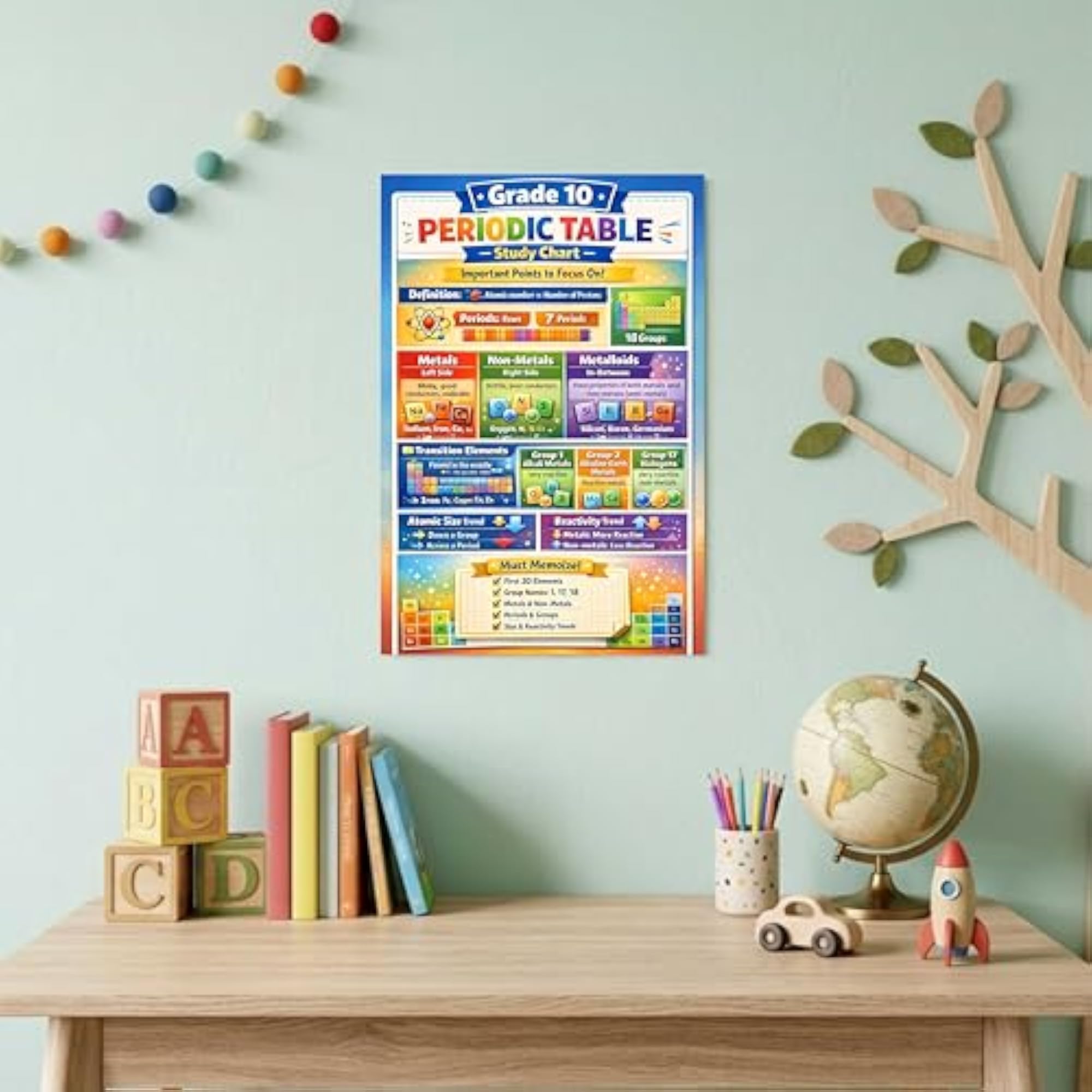 Grade 10 Periodic Table Poster, Chemistry Study Chart