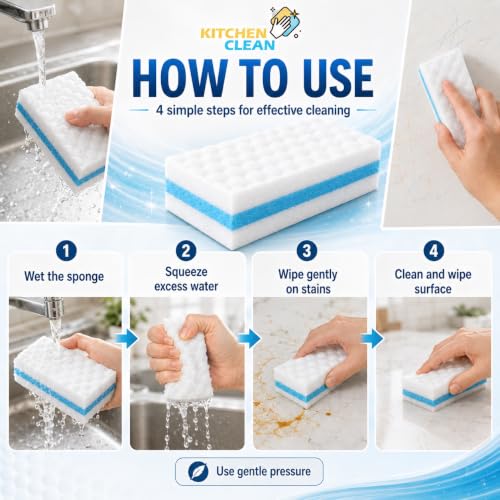 Image of Kitchen Clean Magic Eraser Sponge Pack of 10 | Melamine Stain Remover Cleaning Sponge for Walls, Switch Boards, Taps, Glass, Shoes & Sneakers