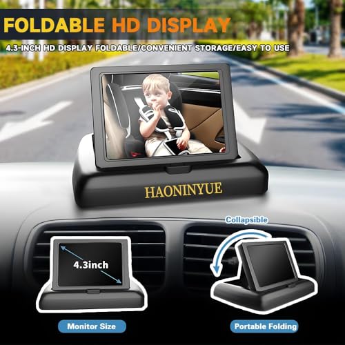Image of Car Baby Monitor, 4.3 inch HD Night Vision 1080P Baby car Camera, car seat Monitor, Baby car seat Mirror Camera can Observe Baby's Every Move, Easy to Install Plug and Play