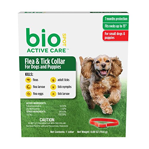 BioSpot Active Care Flea and Tick Collar for Small Dogs, 15-Inch