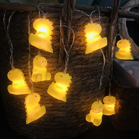 Riaxuebiy Cute Dinosaur String Lights Battery Operated Dinosaur Shape Fairy Lights Festival Night Light for Bedroom Birthday Kindergarten Christmas Decor (1.65m/10led, Little Dinosaur) Cover