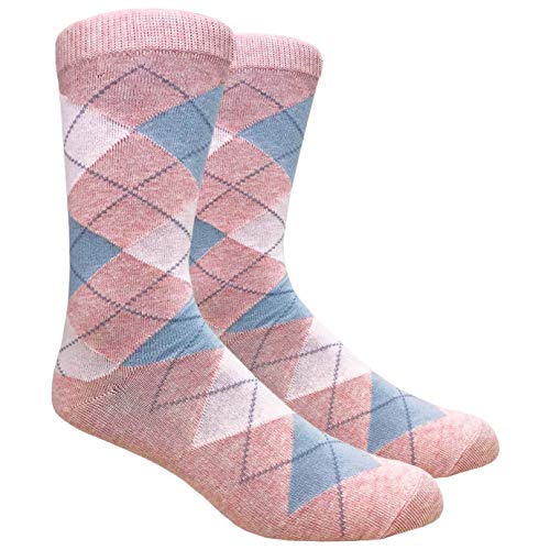 Men's FineFit Arygle Dress Trouser Socks Assorted Colors - You Choose! (Pink)