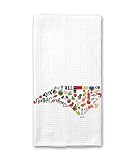 Moonlit93 North Carolina State Map Kitchen Towel, U.S. State Souvenir Tea Towel, Multi-Purpose Towel, Soft & Absorbent, Polyester, White, 16'x24'