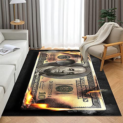 Tapete moderno 4x6 para sala con diseño dólar miniatura 1