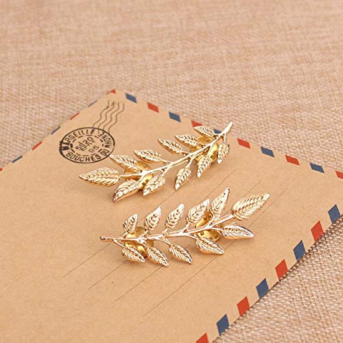 Gentlemen Suit Gold Brooches Simple Elegant 1 Pair Elegant Wheat Leaf Suit Clip Collar Pin Brooch Unisex (1 Pairs Gold) #TOP2