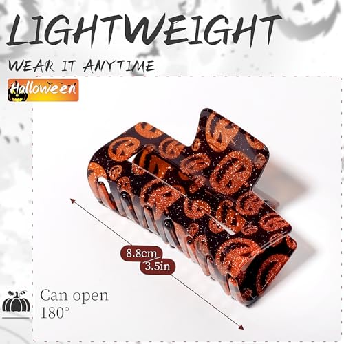Halloween Hair Clips Square Hair Claw Clips for Thick Thin Hair Pumpkin Ghost Design Medium Claw Clips Strong Hold & Non-Slip Hair Styling Accessories for Women Girls Halloween Party Gifts 1PCS - Image 3