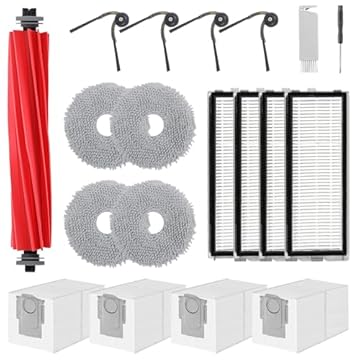 Accessori per Roborock QV 35A/QV 35S/QR 598/QR 798 Aspirapolvere,1 Spazzola Principale,4 Filtri HEPA, 4 Sacchetti per Polvere, 4 Panni per la Pulizia,4 Spazzole Laterali,1 Pennello,1 Cacciavite