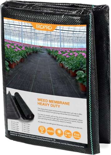 iropro Toiles de Paillage 2m x 5m,10㎡ Geotextile,de Paillage Bache Geotextile Toile Anti Mauvaises Herbes Tissu Perméable à l'eau, Résiste Rayons UV,Anti Repousse -Bâche Anti Mauvaise Herbe Noir