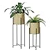 [en.casa] Set di 2 Portavasi in Metallo Nero Supporto di Design per Piante in 2 Altezze Diverse con Coprivaso in Color Oro