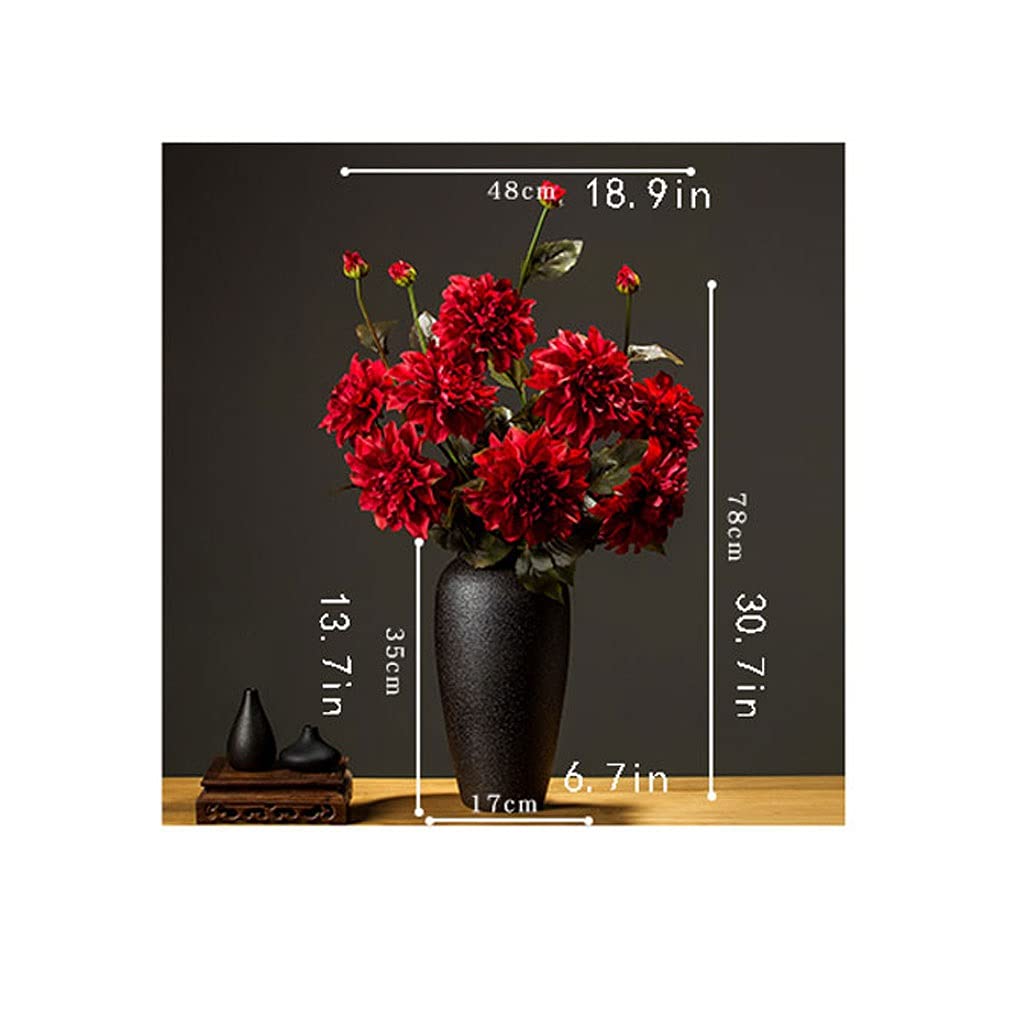 Kunstbloemen Simulatieboeket Woonkamer Binnen Eettafel Kantoor Gang Decoratie Bloemenset Nepbloemstuk Herfst Dahlia Kunstbloemen met vaas (Kleur: Wit) (Oranje B