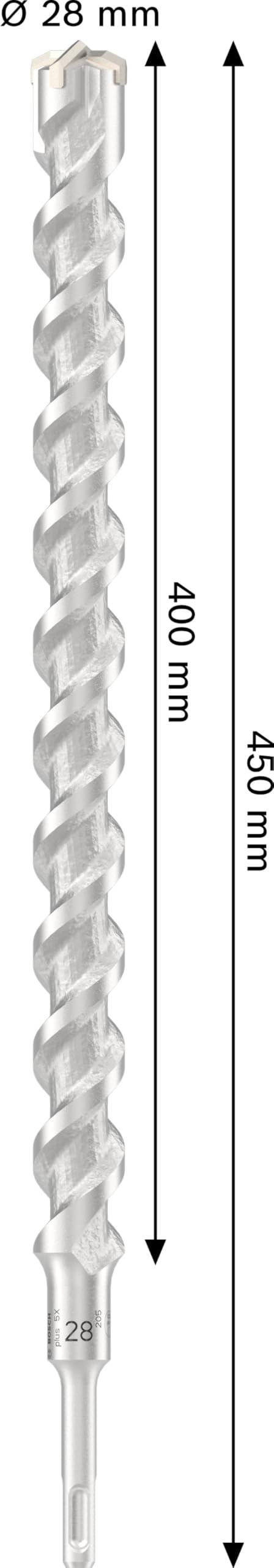 Bosch 1x Wiertło PRO SDS plus-5X (do Beton zbrojony, Beton, Ø 28,00 mm, Professional Akcesoria Młot udarowo-obrotowy)