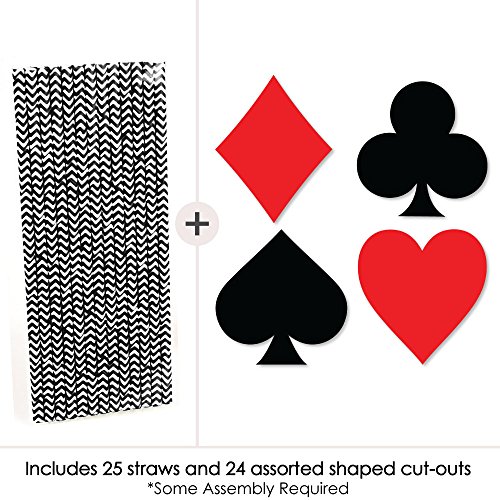 Las Vegas - Paper Straw Decor - Casino Party Striped Decorative Straws - Set Of 24 #TOP3