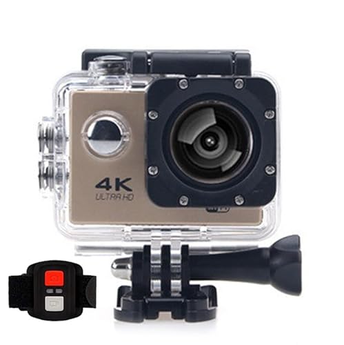 BSLVWG Action Camera 4K 20MP WiFi 30M impermeabile Sport Camera Subacquea per Vlog con Ultra HD grandangolare 170° 2.4G Telecomando Anti-Shake Schermo LCD 2.0'' con kit di accessori (oro)