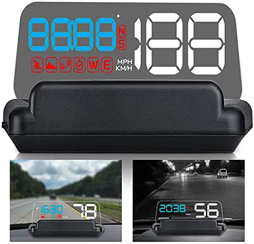 5.5  HD Universal Car HUD Head Up Display Digital GPS Speedometer Windshield Projector with MPH Speed Alert Voltage Alarm Distance Direction for All Cars Truck Motorcycle ATV Pick-up Scooter Golf Cart