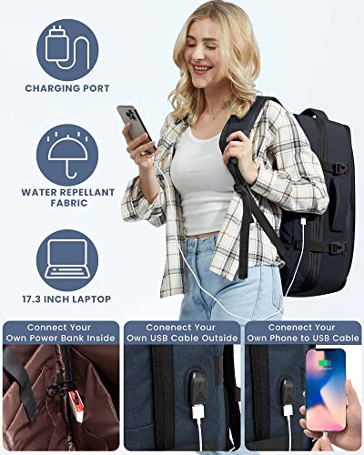 Lovevook Travel Backpack, Expandable 40L Extra Large Carry On Backpack, Flight Approved, Anti-Theft Water Resistant 17 Inch Weekender Backpack For Men Women, With Usb Port, Navy Blue #TOP11
