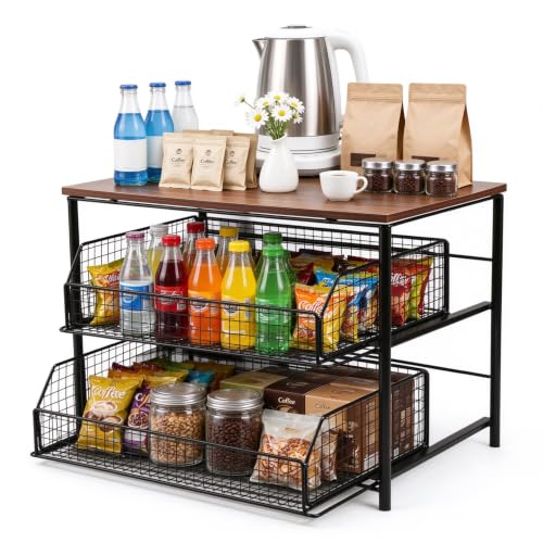 Coffee Machine Stand with 2 Sliding Drawers, Coffee Pod Storage Organiser