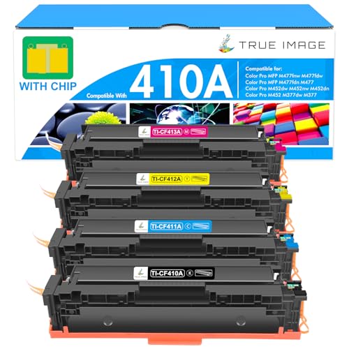 410A Toner Cartridge 4 Pack MFP M477fnw 410X Compatible for HP 410A 410X 410 Color LaserJet Pro M477fnw M477fdw M477fdn M452dn M452nw M452dw M377dw M477 M452 M377 CF410A CF411A CF412A CF413A Printer