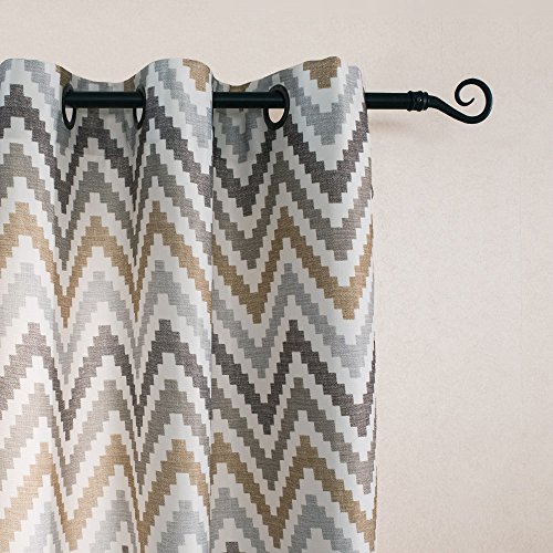Melodieux Chevron Grommet Top Window Curtains For Living Room, 52 By 84 Inch, Coffee (1 Panel) #TOP21