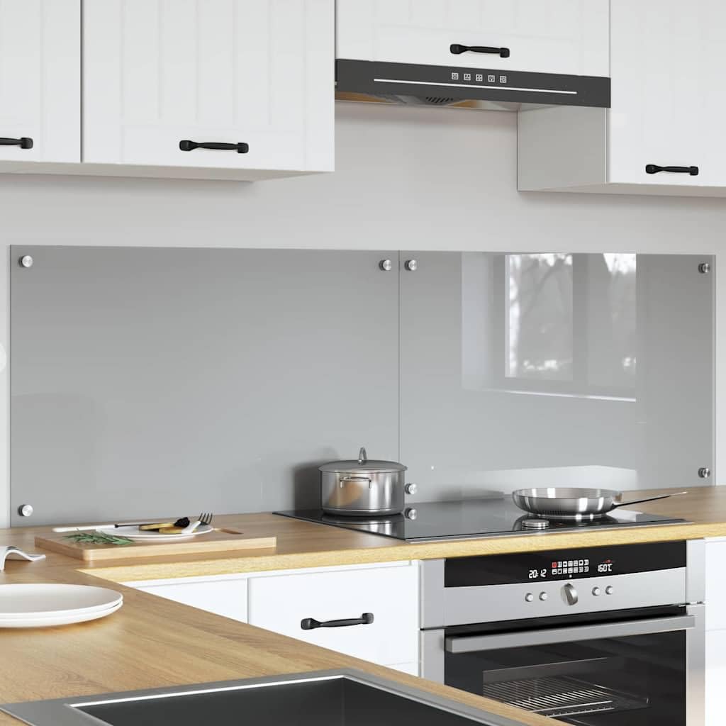 Solivagant Küchenrückwand 2 pcs Hellgrau 80 x 50 cm Gehärtetes Glas, Küche Esszimmer,Küchenhelfer -utensilien, 13.5 kg-3415450