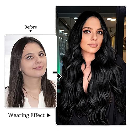 Black Hair Extensions, 4Pcs Clip in Hair Extensions, 20 Inches Long Curly Hair Extensions Clip ins, Soft Synthetic Hair Extensions (Color: Black) - Thumbnail 5